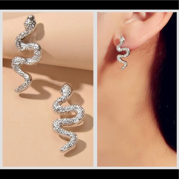 Last pair! silver snake charmer studs